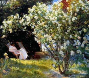  Marie Lienzo - Marie en el jardin Peder Severin Kroyer Impresionismo Flores